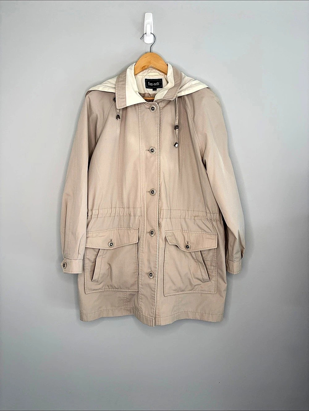 Fen-nelli Utility Hooded Jacket Beige Size 11/12 Like New